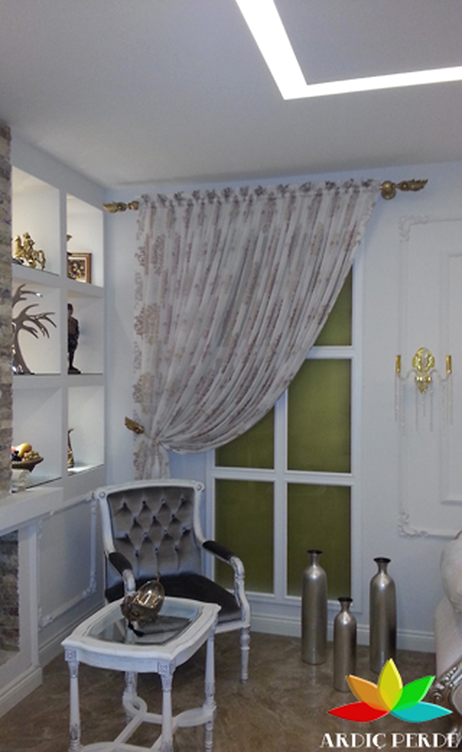 Görkem Furniture Showroom (Siteler / Ankara) — Somfy RTS Remote-Controlled Motorized Zebra Shades & Bespoke Classical Drapery (Showcase 6)