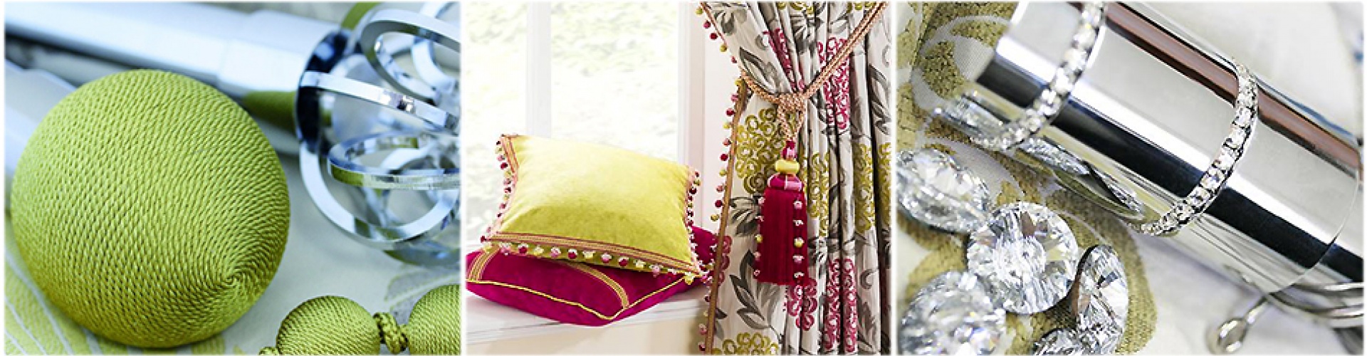 Ardıç Curtain Luxury Hardware & Finial Collection (Ankara) — Crystal-Inlaid Chrome Rod Finials, Silk Tassel Tiebacks (Embrasses) & Velvet Cushions